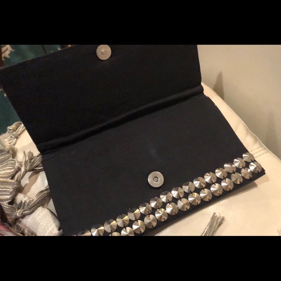 BCBG Generation black and silver stud purse clutch - Picture 3 of 5